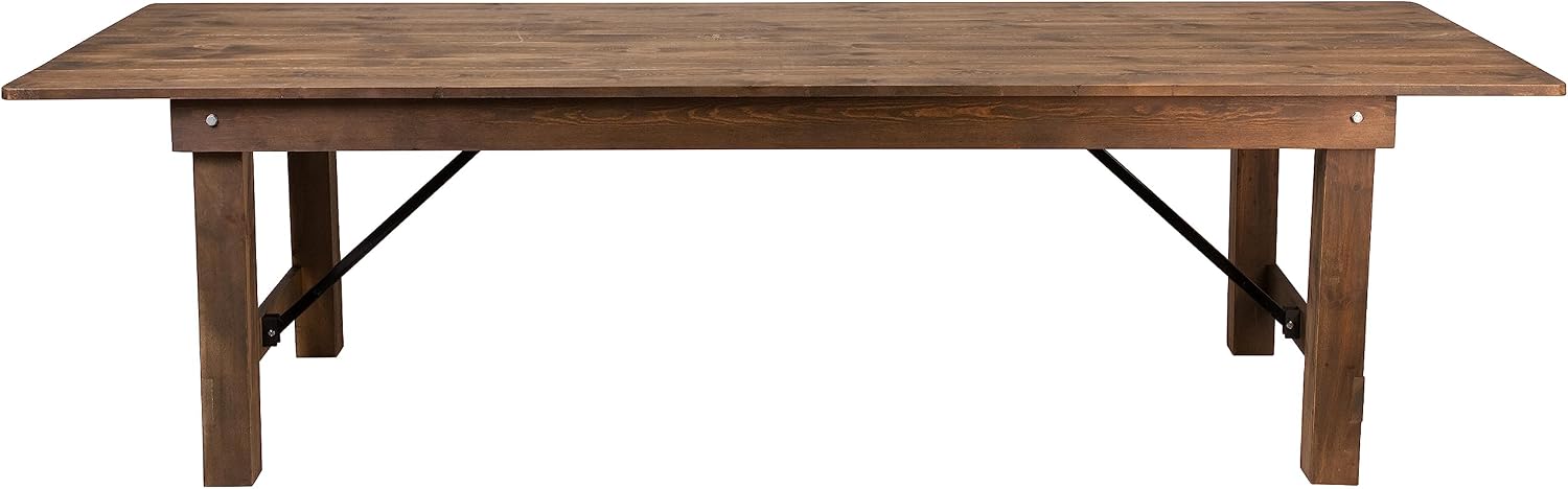 Flash Furniture Hercules Series 9' x 40' Rustic Solid Pine Folding Dining Table, Rectangular Antique Farmhouse Dining and Event Extension Table