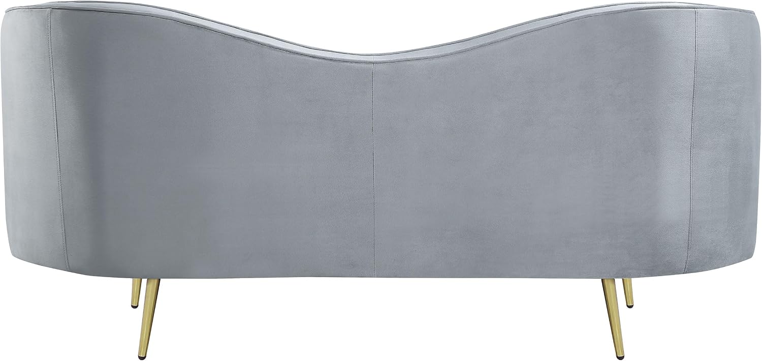 Coaster Home Furnishings - Sophia - Wood & Velvet - Upholstered Channel Tufted Loveseat with Inverted Camel Back, and Golden Tapered Legs - Living Room - Gray - 506865