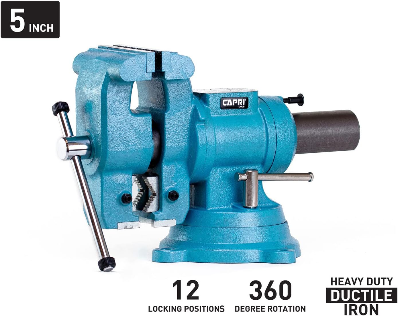 Capri Tools 10518 Rotating Base and Head Bench Vise, 5'