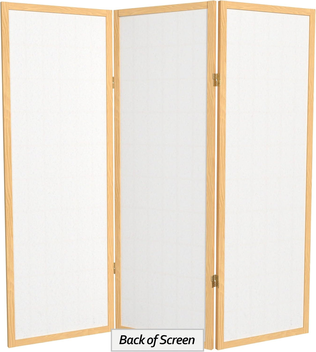 4 ft. Short Window Pane Shoji Screen - Natural - 3 Panels