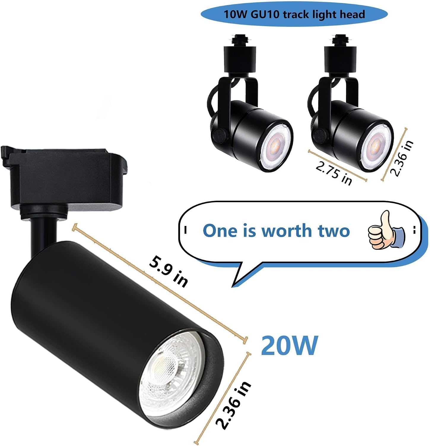 H Type LED Track Lighting Heads Kit, 24 Heads 3000K Warm White with 26.2FT Track Rail, 20W 2400lm High Brightness, Angle Adjustable Track Light