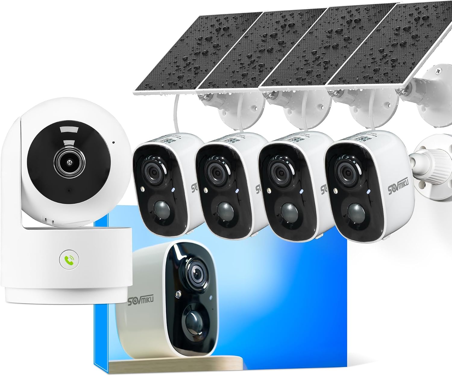 Vicohome AI 2K Outdoor Solar Battery Security Cam & Indoor Plug-in Cam System, Two Way Audio, Motion Detection, 360° View, Easy to Setup, Color Night Vision, Audible Siren, 180 Days Exchange Policy