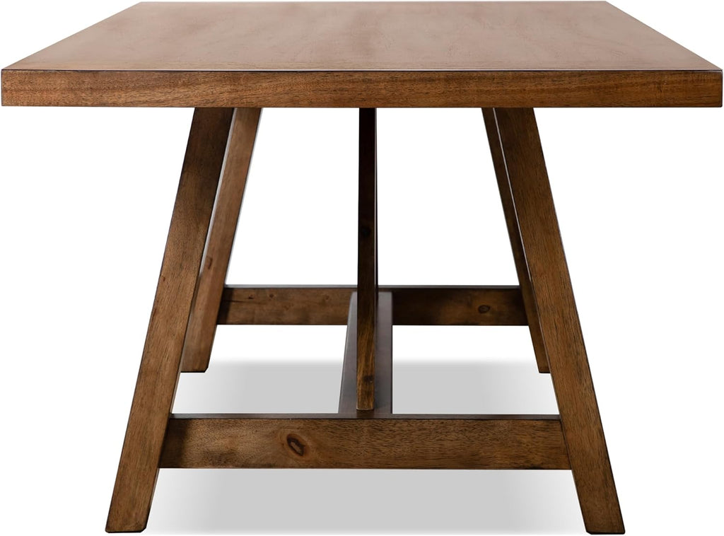 Furniture of America Zephyrine Rustic Solid Wood 76-inch Rectangle Dining Table with Trestle Base, Seats up to 6, Easy Assembly, for Home, Kitchen, Living Room, Brown
