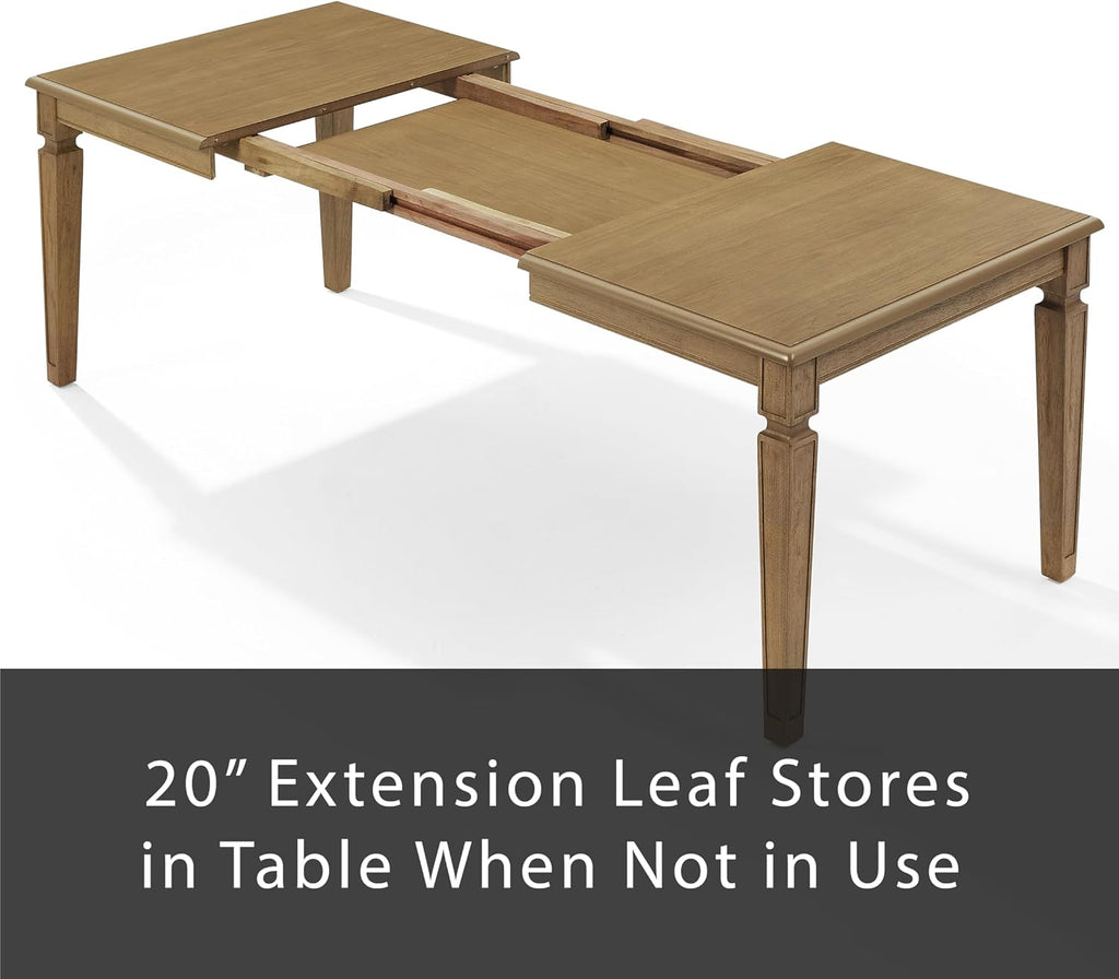 Crosley Furniture Katia Traditional Wood Dining Room Table with Leaf Extension, Kitchen Tables, Driftwood