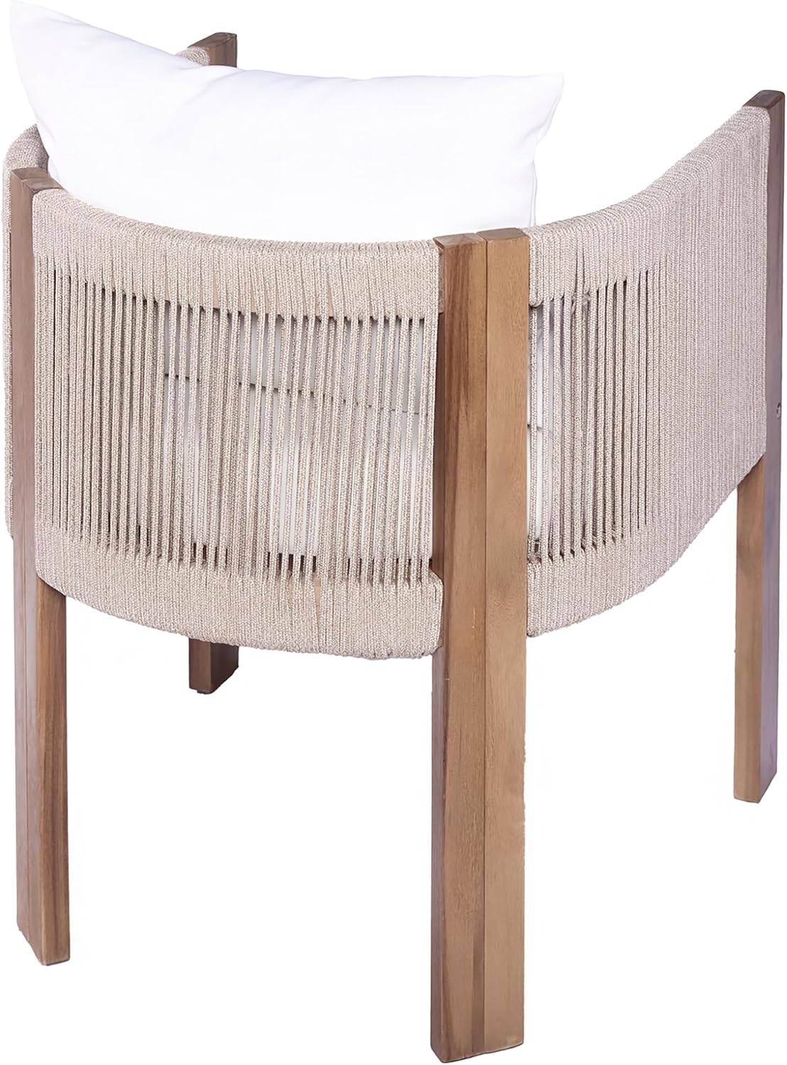 Christopher Knight Home Kclent Patio Acacia Wood Dining Set for 6 People, Outdoor Table & Chairs with Curved Rope Arm, Removable Cushions, 7 Piece Patio Dinner Set for Backyard Deck, Teak+ Beige