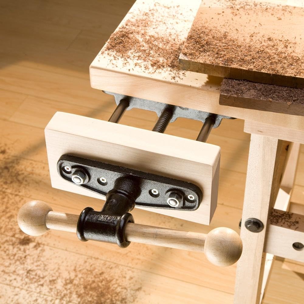 Rockler Quick Release Front Vise – 9' Woodworking Vise Dual Guide Rods Eliminate Racking – Easy to Operate Wood Vise for Home, Studios, Teaching Equipment - Bench Vise Woodworking