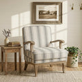HULALA HOME Upholstered Accent Chair, Mid-Century Modern Striped Chair with Graceful Curves and Wooden Legs, Comfy Lounge Armchair Striped Accent Chairs for Living Room, Bedroom (Grey)