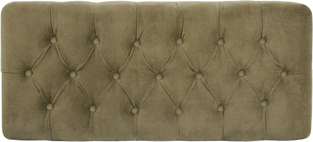 HomePop 40' Ainsley Button Tufted Storage Bench - Light Sage Green Velvet