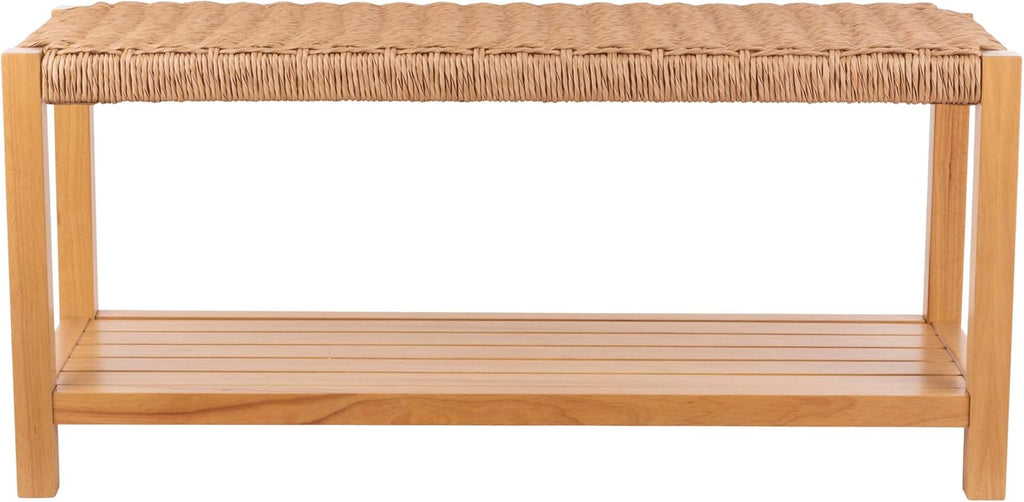 Alaterre Furniture Newport 40 Inch Solid Wood Entryway Bench - Modern Farmhouse Indoor Decorative Bench with Handcrafted Woven Rope Seat - Furniture for Entryway, Dining Room, or Kitchen (Light)