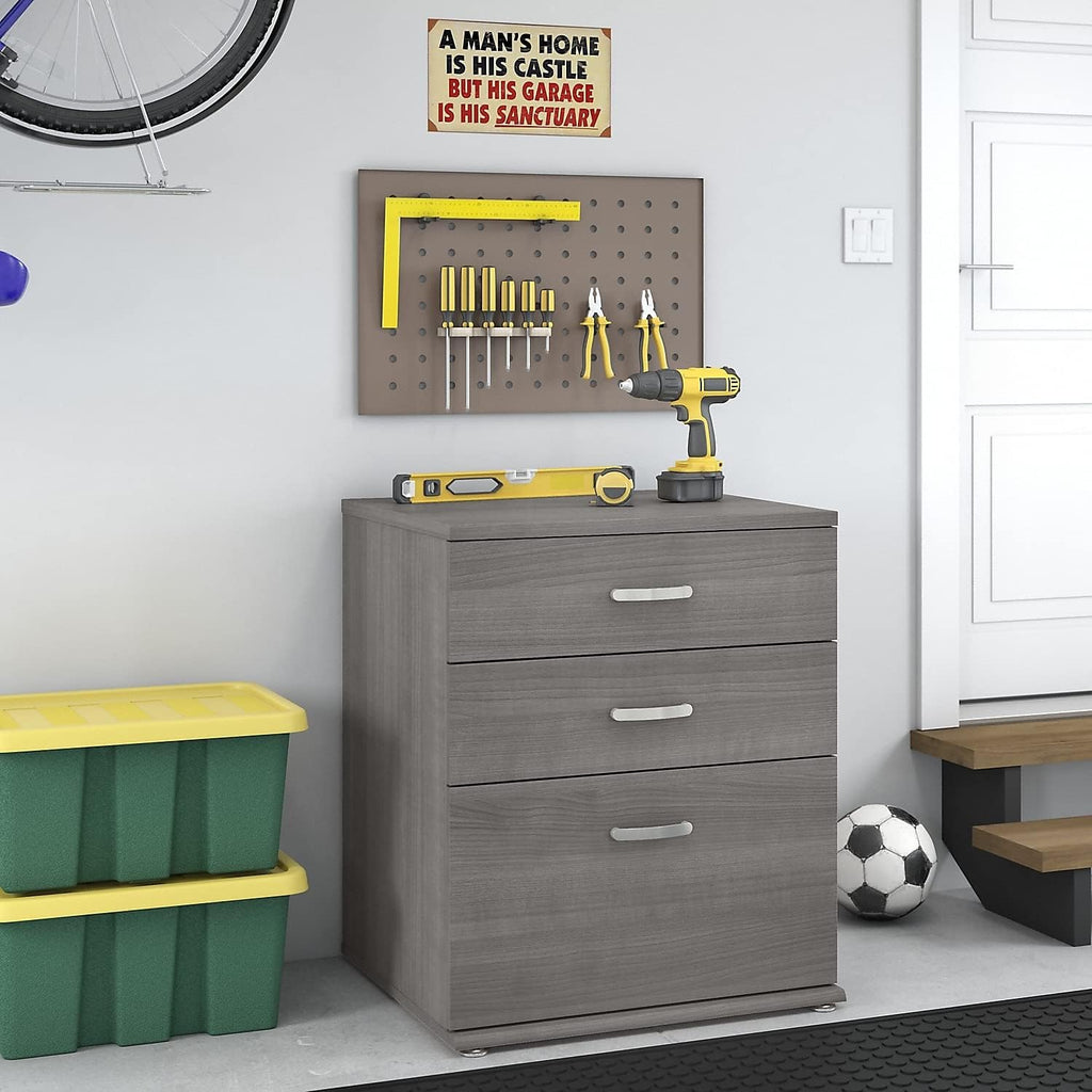 Bush Business Furniture Universal Floor Storage Cabinet with Drawers in Platinum Gray