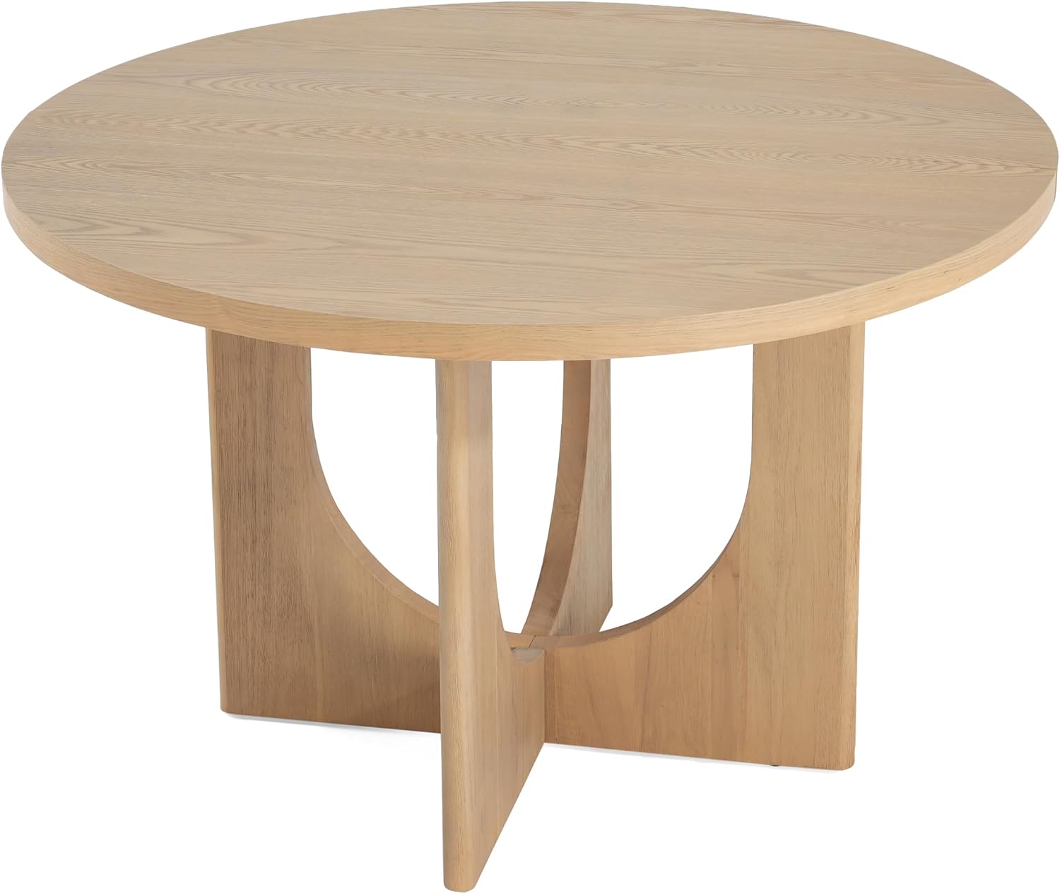 Christopher Knight Home Guma 48' Round Dining Table for 4, Compact MDF Kitchen Table with Pedestal Base, Circle Farmhouse Dinner Furniture for Dining Room, Kitchen, Living Room, Natural