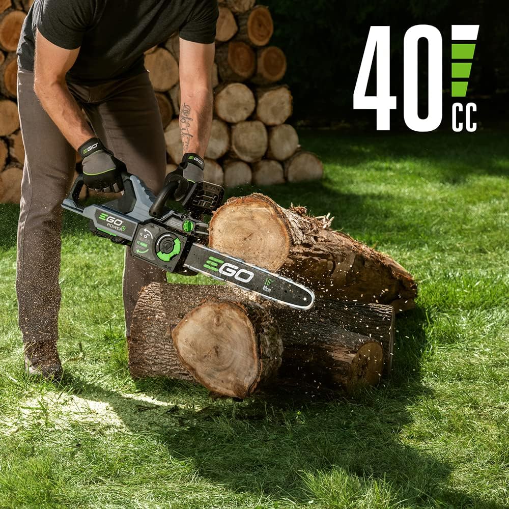EGO POWER+ Chain Saw, 16' Battery Powered Chainsaw, Electric Cordless, Includes 56V 4.0Ah Battery and Charger – CS1613