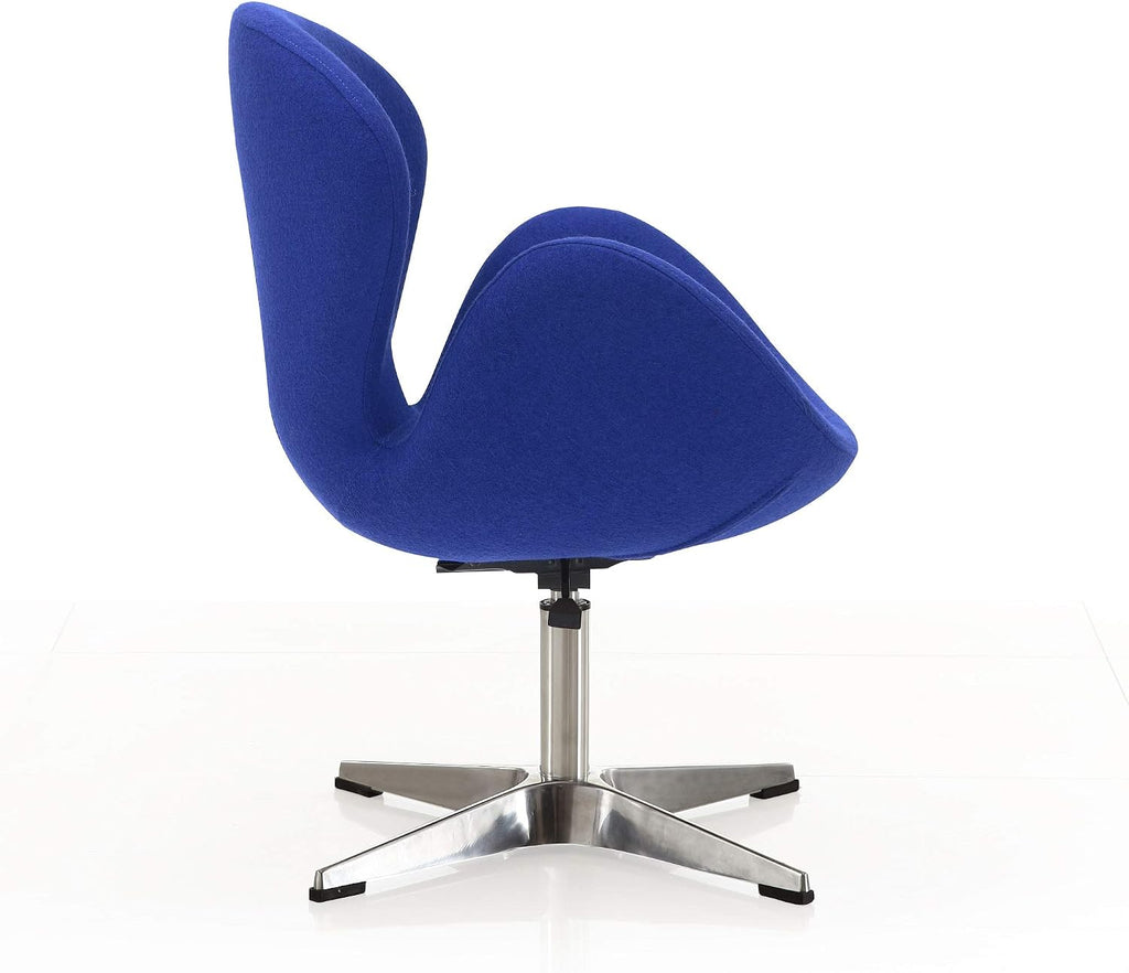 Manhattan Comfort Raspberry Adjustable Swivel Accent Chair Set of 2 with 360° Turn, Polished Chrome Base, Modern Retro Design, Ideal for Living Room and Home Office, Set of 2, Blue