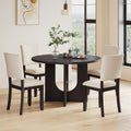 Zevemomo 47.3' Round Solid Wood Dining Table Set for 4, 5-Piece Kitchen Table Set with 4 Upholstered Chairs, Modern Round Dining Sets for Kitchen, Living Room, Black