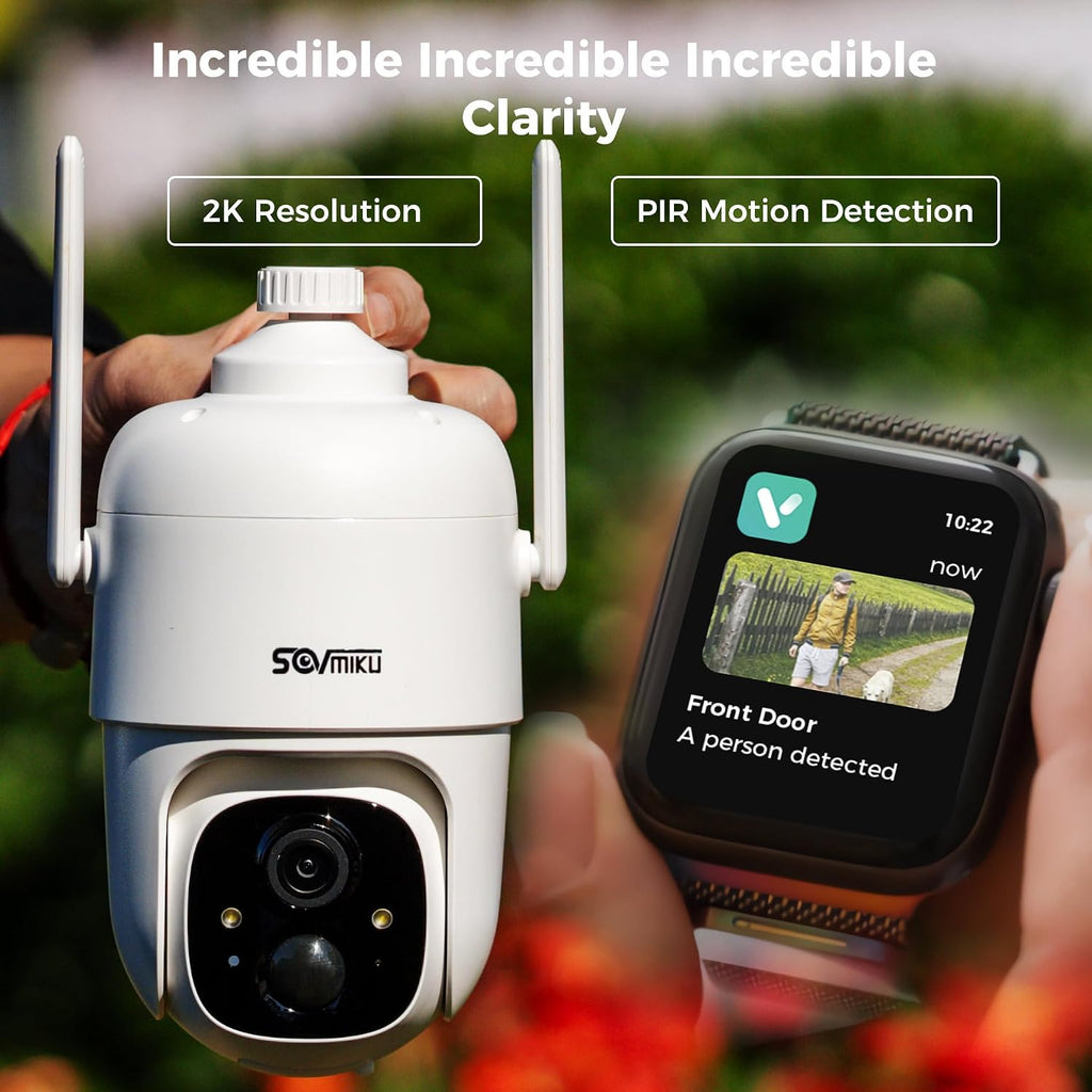 Vicohome AI 2K Outdoor Solar Battery Security Cam & Indoor Plug-in Cam System, Two Way Audio, Motion Detection, 360° View, Easy to Setup, Color Night Vision, Audible Siren, 180 Days Exchange Policy