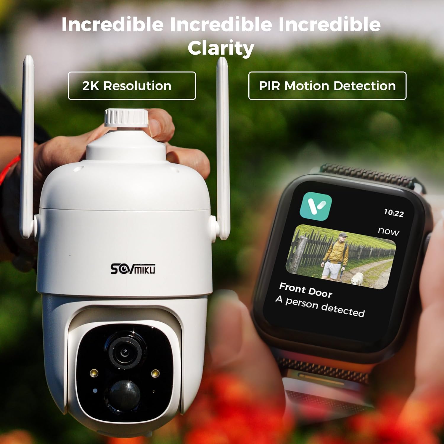 Vicohome AI 2K Outdoor Solar Battery Security Cam & Indoor Plug-in Cam System, Two Way Audio, Motion Detection, 360° View, Easy to Setup, Color Night Vision, Audible Siren, 180 Days Exchange Policy