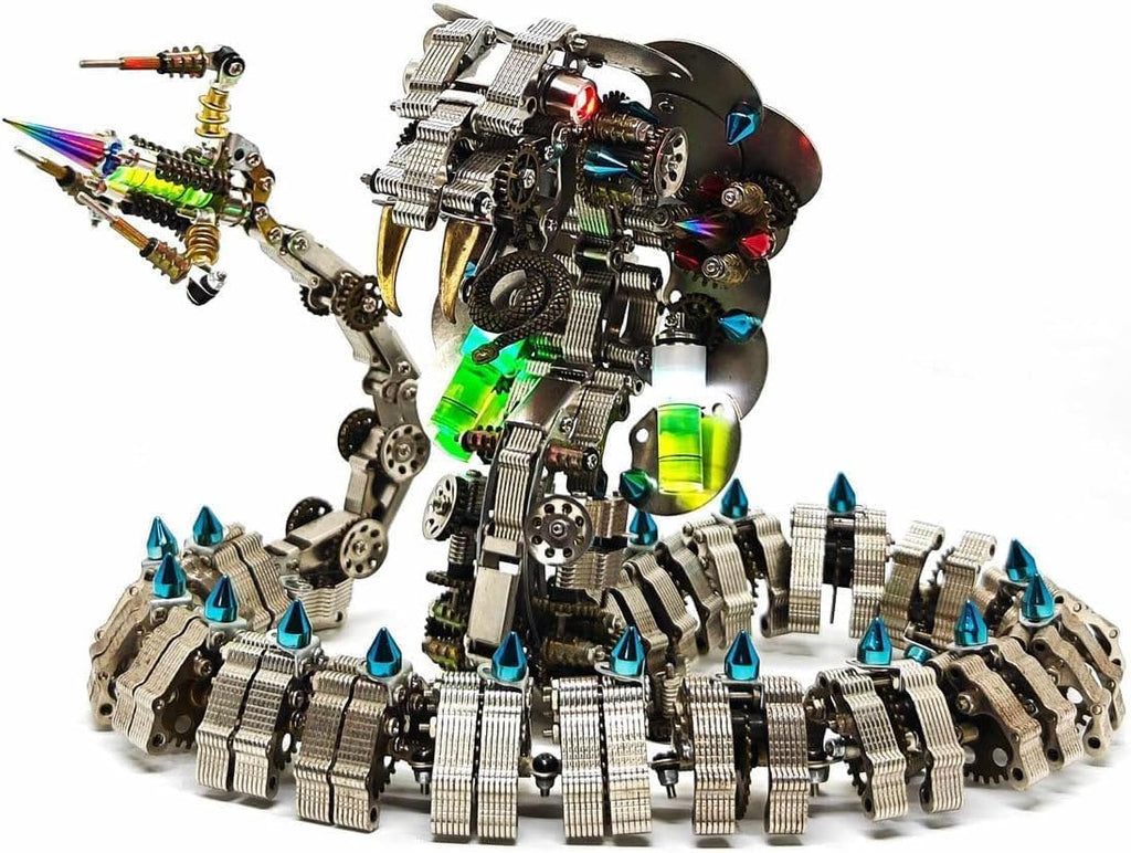 3D Metal Puzzles for Adults, Snake Model Kit 1000 PCS Mechanical Steampunk Animal Model, DIY Assembly Kit to Build, 3D Jigsaw Puzzle Desk Ornament Kit Craft Toys