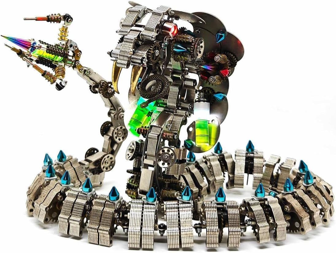 3D Metal Puzzles for Adults, Snake Model Kit 1000 PCS Mechanical Steampunk Animal Model, DIY Assembly Kit to Build, 3D Jigsaw Puzzle Desk Ornament Kit Craft Toys