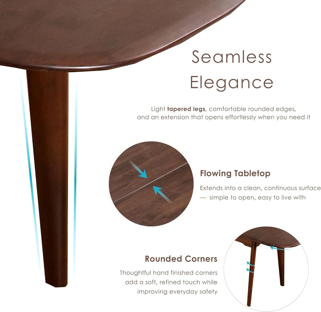 Furniture of America Nazaen Modern Solid Wood 78.7-inch Extendable Rectangular Dining Table with Removable Leaf, Mechanism Auto Pop-up for Home Kitchen, Dinettes, Rich Walnut