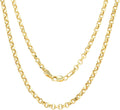 Nuragold 10k Real Yellow Gold Cable 3mm Rolo Round LInk Chain Necklace (16'-30') Italian Jewelry for Men & Women