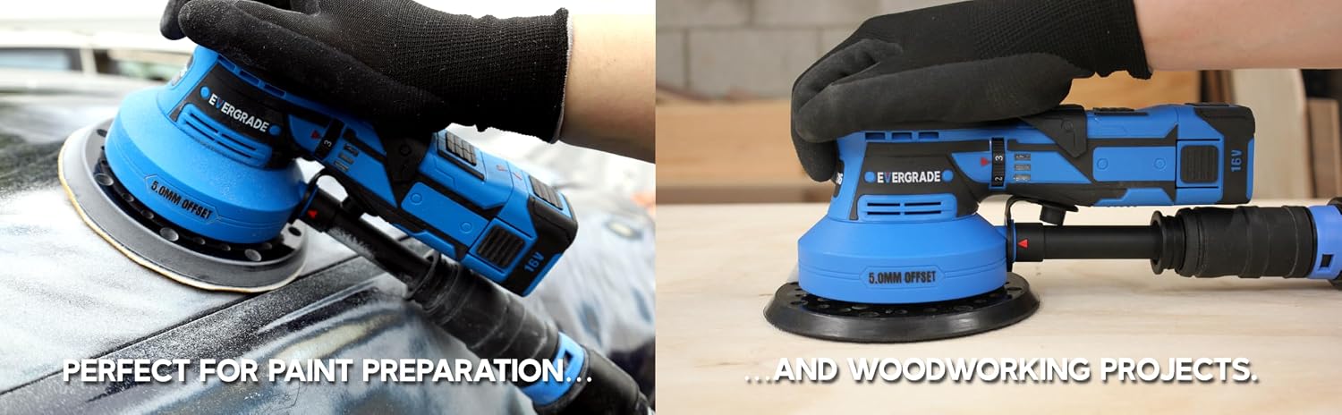 EVERGRADE AWARD WINNING Line Professional 6' CORDLESS DA Random Orbital Power Sander with 3/16' (5.0 mm) Offset - STARTER KIT RGX Pro 316 - Automotive, Auto Body, Woodworking (Fast Material Removal)