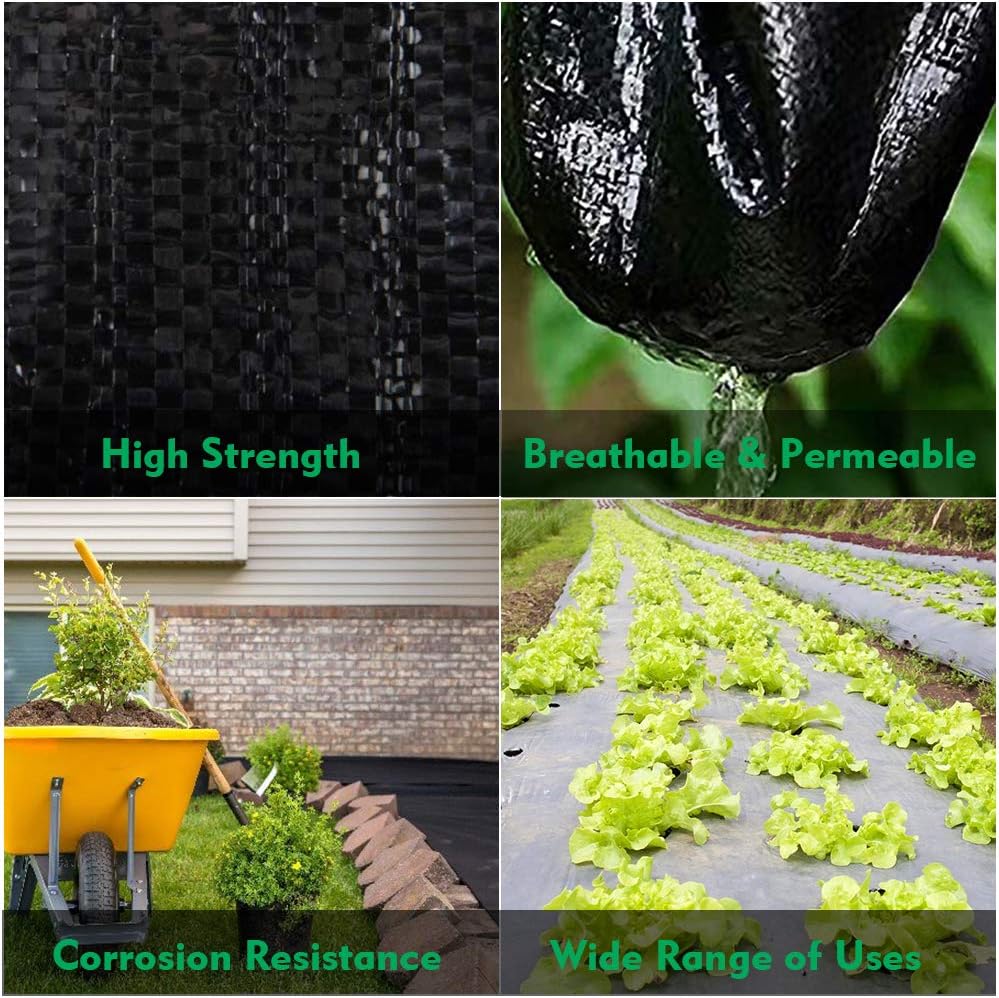 Premium 5oz Pro Weed Barrier Landscape Fabric Ground Cover Heavy Duty Commercial Anti-Weed Gardening Mat, 7ft x 200ft, Black