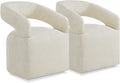 KISLOT Upholstered Dining Chairs with Casters Easy Assembly Require Modern Barrel Armchair with Rollers for Diningroom Bedroom Livingroom Reading Room,Set of 2,Cream Beige