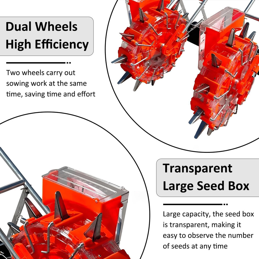 Hand-Push Precision Garden Seeder, Dual Row Planting Machine for Corn, Soybean, Cotton, Peanut, Portable Farm Equipment,8 Mouths (7 Mouths