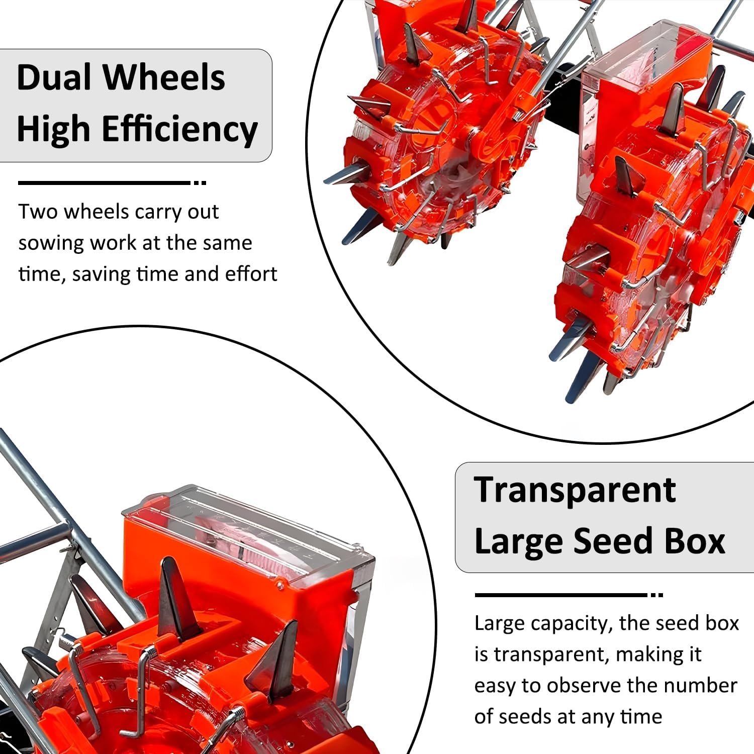 Hand-Push Precision Garden Seeder, Dual Row Planting Machine for Corn, Soybean, Cotton, Peanut, Portable Farm Equipment,8 Mouths (7 Mouths