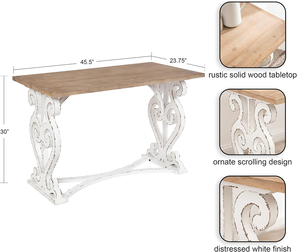 Kate & Laurel Wyldwood Farmhouse Wood Desk, 46x24x30, Brown/White