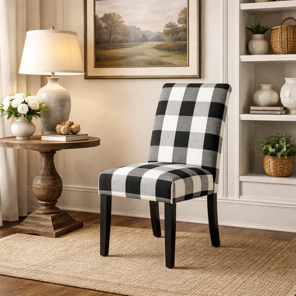 HomePop Parsons Dining Chair - Black Plaid (Set of 2)
