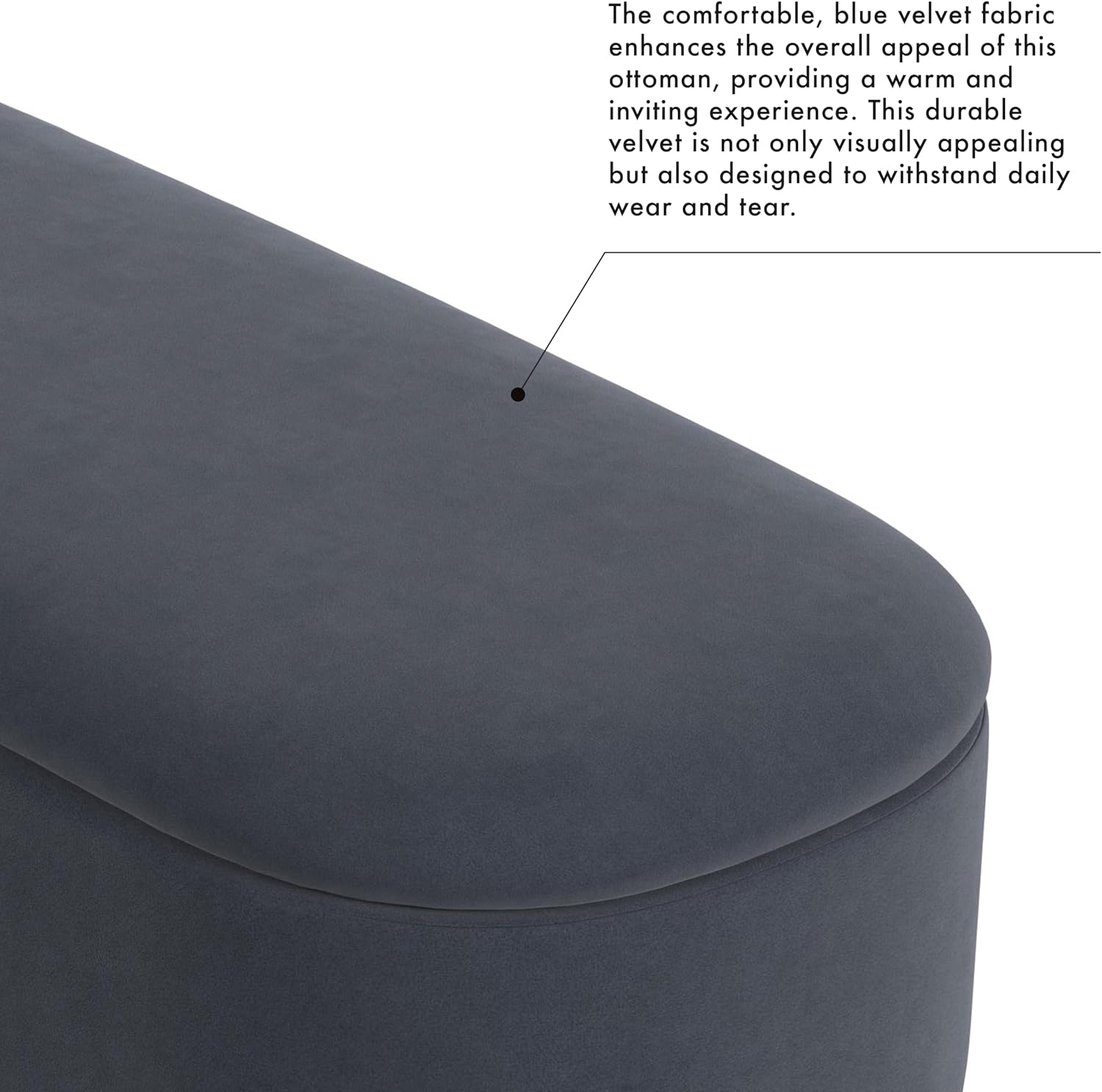 HomePop 46' Ellipse Storage Bench with Metal Legs - Steel Blue Velvet
