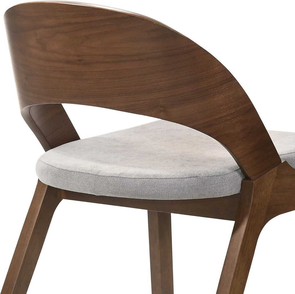 Armen Living Polly Mid-Century Modern Dining Accent Chairs Finish Fabric-Set of 2, 20' Wide, Walnut/Grey