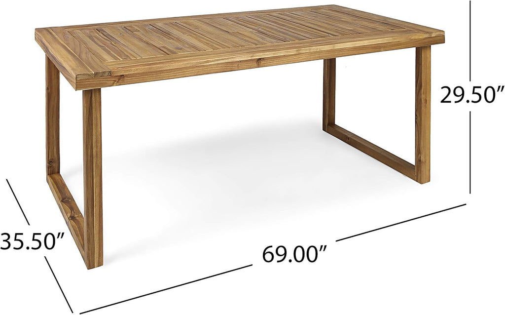 Christopher Knight Home Ann Outdoor 69' Acacia Wood Dining Table, Sandblast Natural Finish