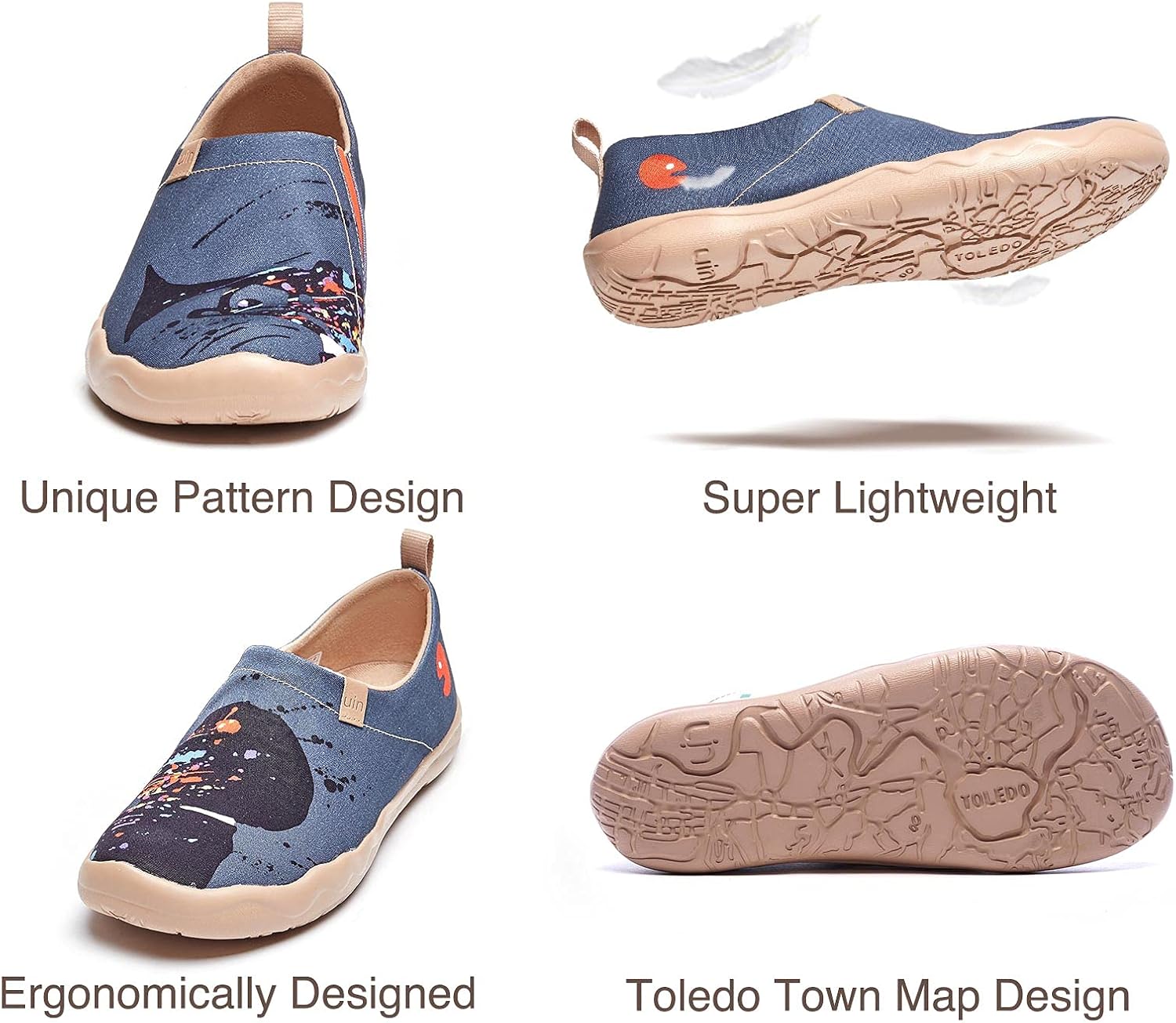 UIN Men's Walking Travel Shoes Slip On Canvas Casual Loafers Lightweight Comfort Fashion Sneaker Happy Doggies