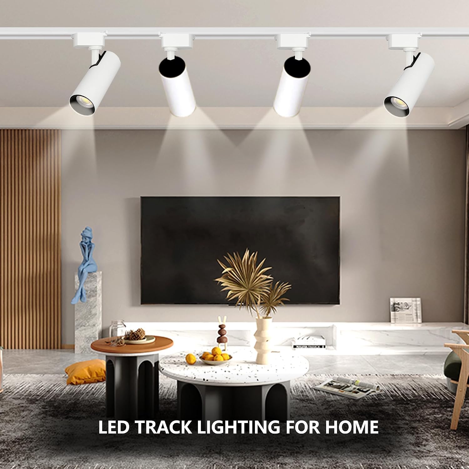 Ultra-Bright H Type White Track Lighting Kit with 13.1 FT Track Rails, 12 Heads 3000K Warm White 20W 2400lm, Dimmable Plug in LED Track Lights Modern Indoor Spotlight Fixture