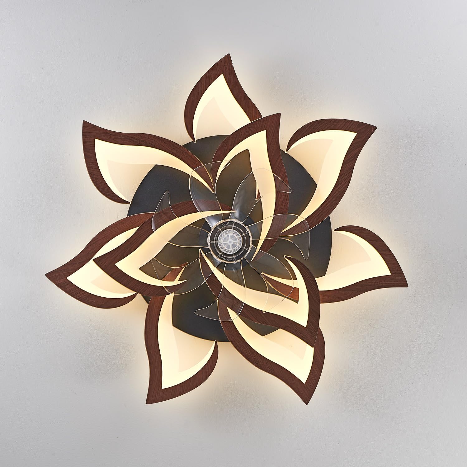 Dalouguan Modern Ceiling Fan with Lights Remote Control, 32' Wood Ceiling Fan with Light, 6 Speeds 3 Light Color Low Profile Flush Mount Ceiling Fan for Kitchen Bedroom