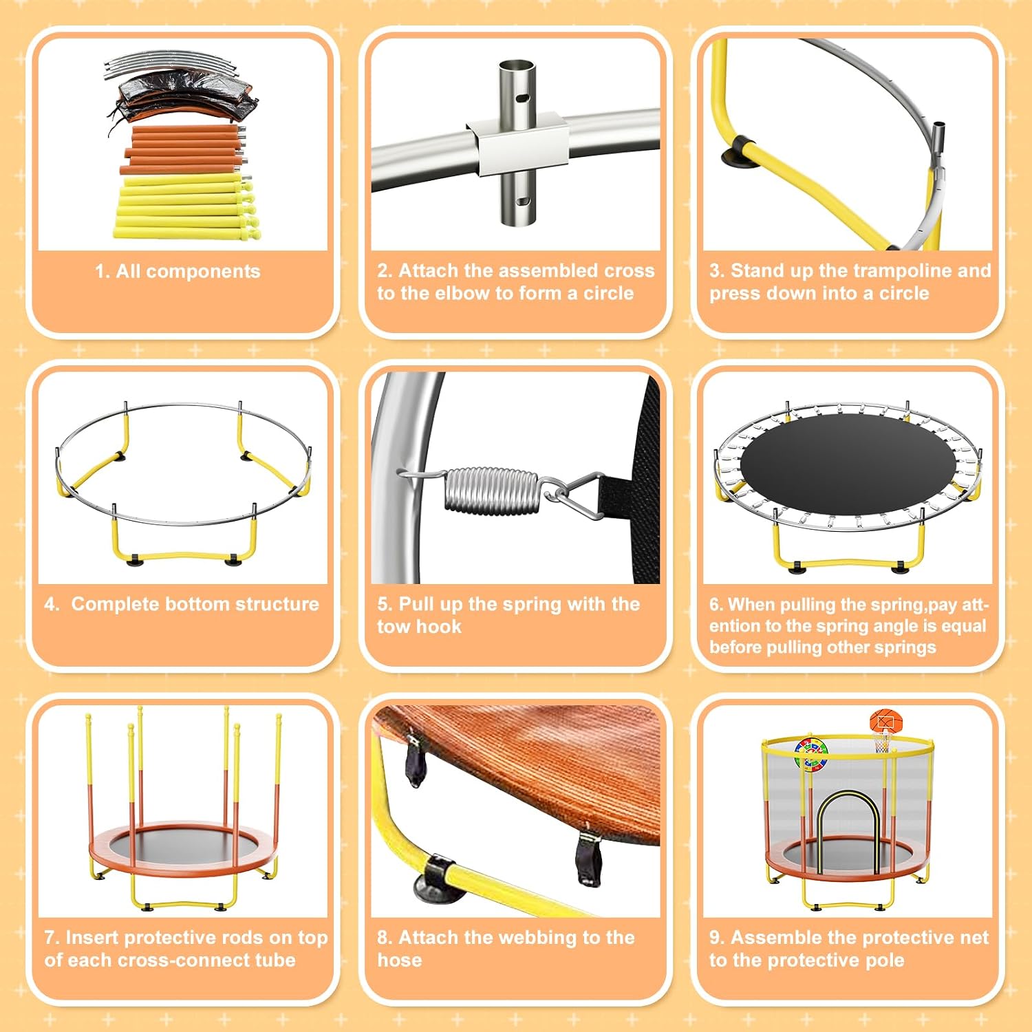 6FT Indoor Trampoline for Kids Ages 1-8, 72' Mini Toddler Indoor & Outdoor Trampoline with Safety Enclosure Net, Basketball Hoop & Dart Board, Birthday Gifts for Boys & Girls, Baby Toddler