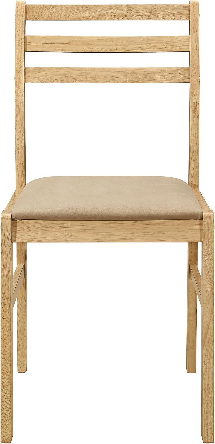 Coaster Home Furnishings 3-Piece Round Wood Dining Room Set Drop Leaf Extension Table Ladder Back Side Chairs Upholstered Seat Cushions Beige and Natural 130006