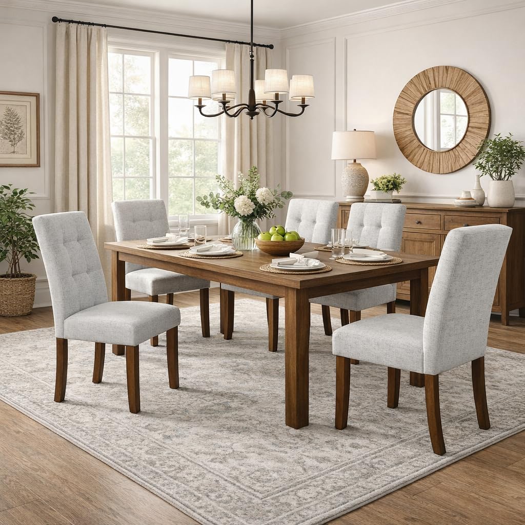 HomePop Button Tufted Fabric Dining Chairs - Slate Gray Woven (Set of 2)