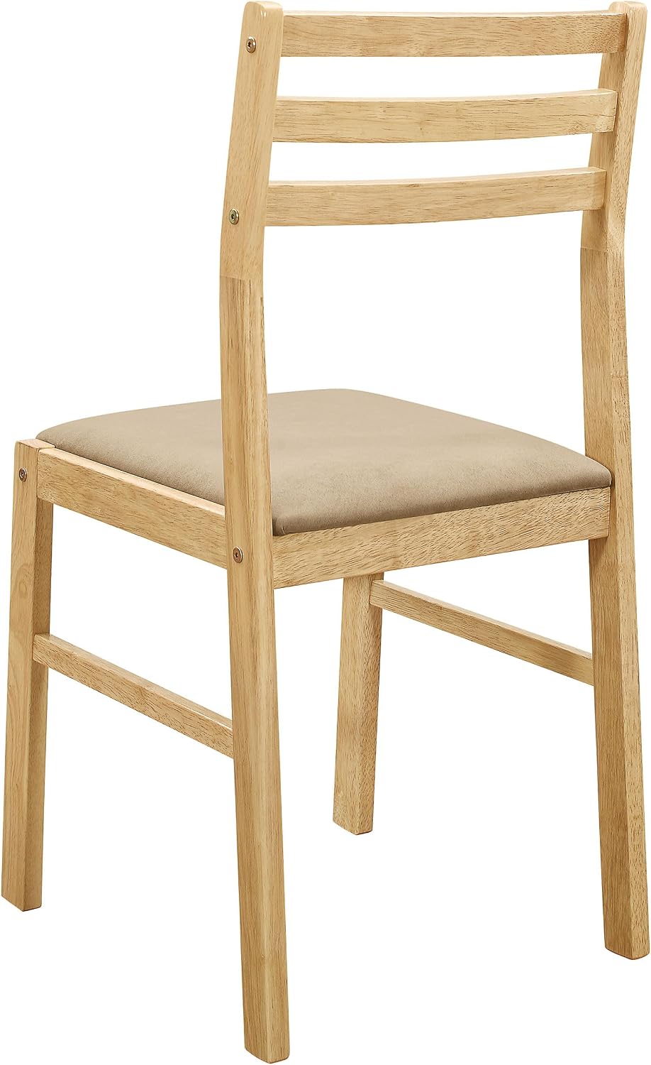 Coaster Home Furnishings 3-Piece Round Wood Dining Room Set Drop Leaf Extension Table Ladder Back Side Chairs Upholstered Seat Cushions Beige and Natural 130006