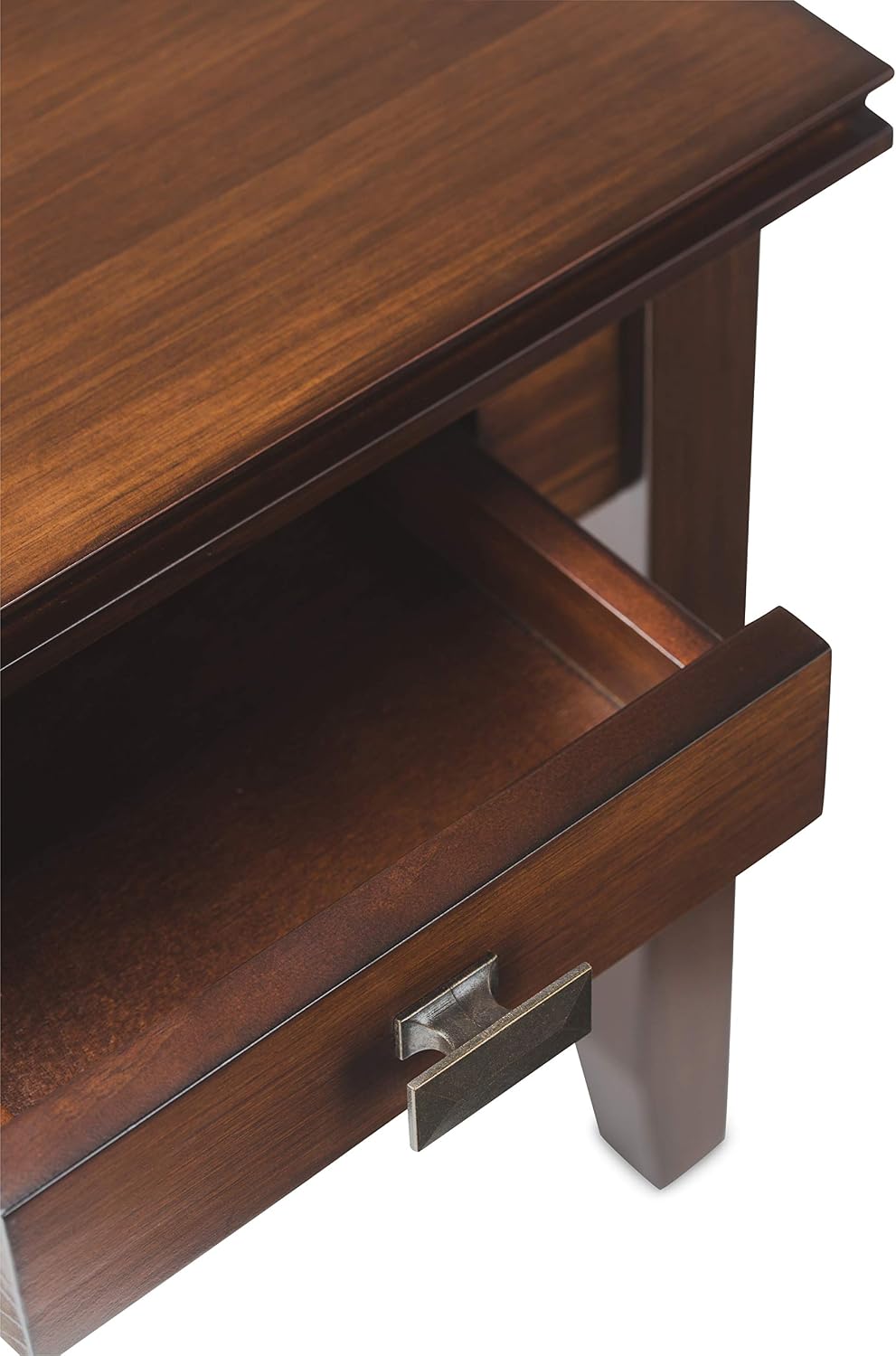 SIMPLIHOME Artisan End Table - 21 inch Wide Solid Wood Square Side Table with Drawer in Russet Brown, Transitional Nightstand or Lamp Stand for Living Room, Bedroom, or Entryway with Tapered Legs