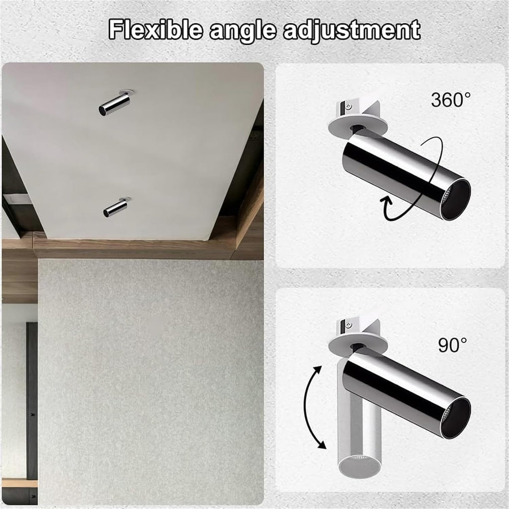 Chrome Ceiling Spotlight LED Adjustable Flush Mount Spot Lamp Recessed Spotlights Aent Fixture for Living Room Bedroom Artwork Display Spotlight Indoor Downlight(3000K,5.5 * 12cm)