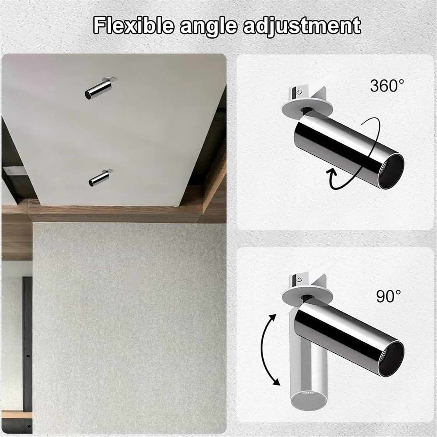 Chrome Ceiling Spotlight LED Adjustable Flush Mount Spot Lamp Recessed Spotlights Aent Fixture for Living Room Bedroom Artwork Display Spotlight Indoor Downlight(3500k,5.5 * 14cm)
