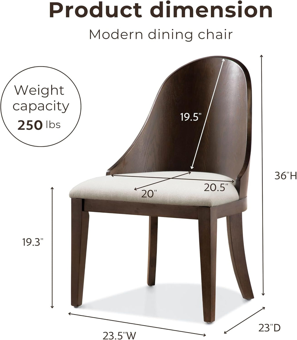 Furniture of America Goddard Modern Solid Wood Brown Dining Chairs Set of 2, Comfortable Upholstered Seating for Home, Kitchen, Living Room, Dark Walnut