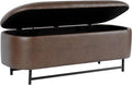 HomePop 46' Ellipse Storage Bench with Metal Legs - Brown Faux Leather