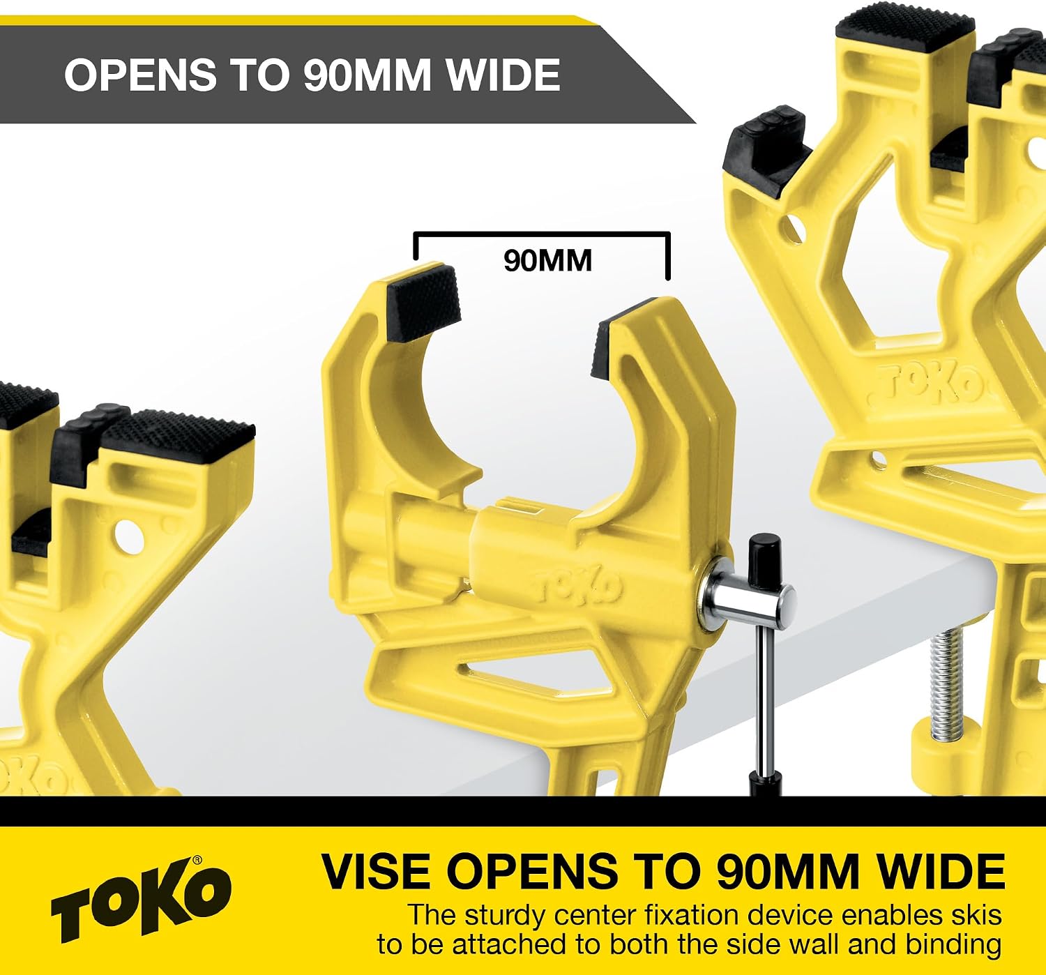 TOKO Race Ski Vise Grip for Tuning and Waxing Alpine Skis - Secure No Slip Grip and Holding Position for Edge Preparation - 3 Piece Set
