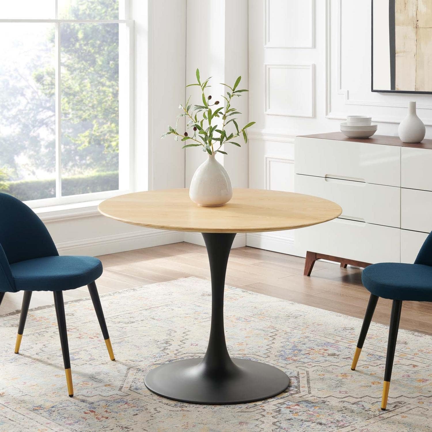 Modway Lippa Dining Table, 40', Black Natural