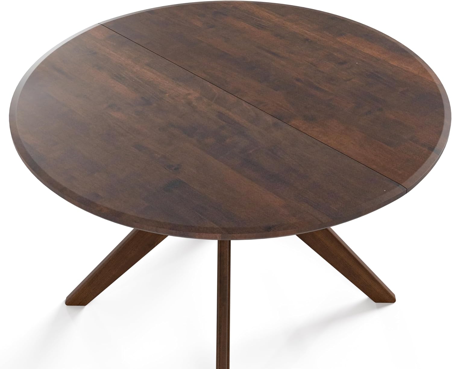 Furniture of America Nazaen V 78.5' Mid-Century Modern Solid Wood Live Edge Extendable Dining Table with Steel Support, Walnut Finish, Seats 6–8