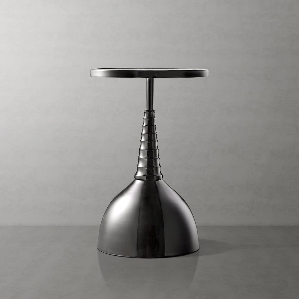 Homes: Inside + Out Halric Modern 24' Tall Round End Table with Decorated Tabletop and Iron Metal Base, Accent Furniture, Elegant Pedestal Stand for Living Room, Home Office, Black with Floral Print